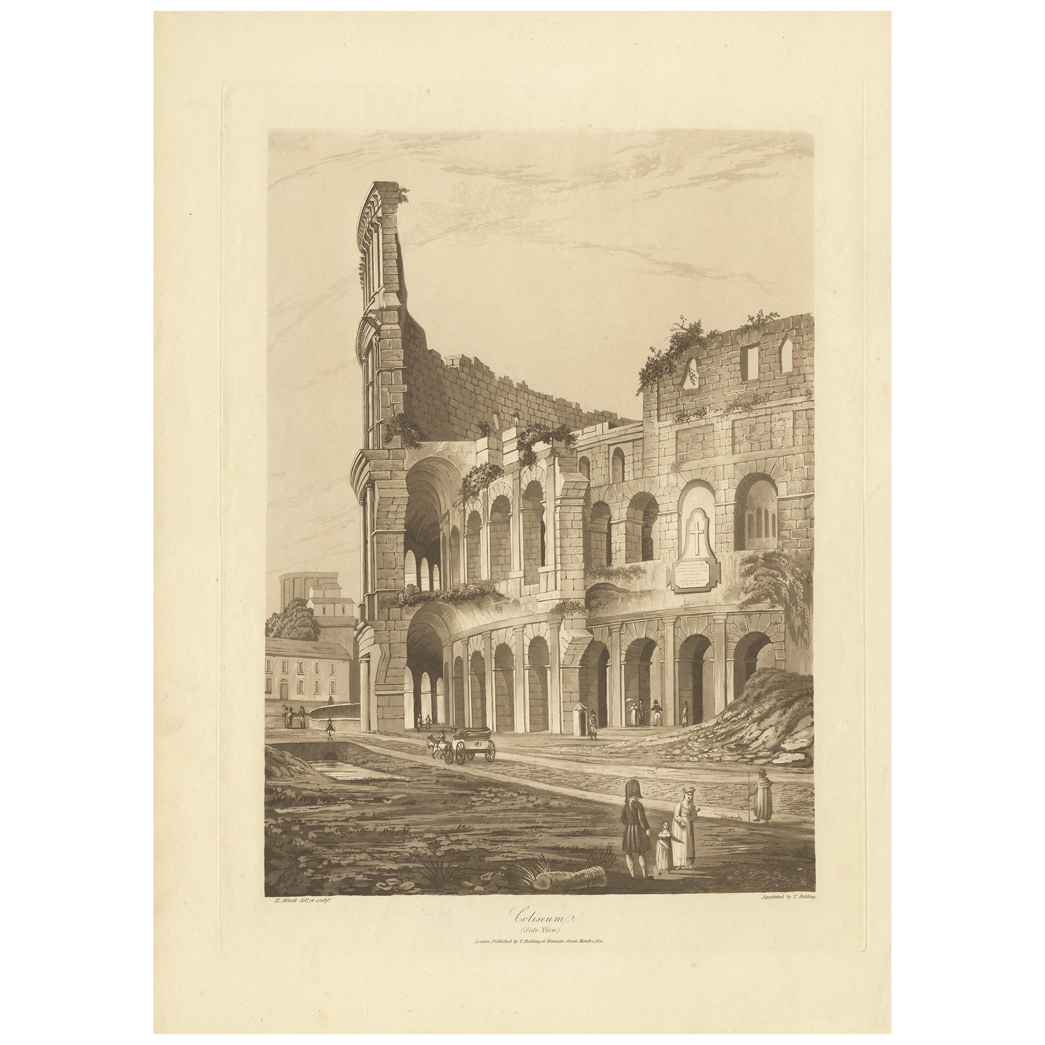 Antique Print of the Colosseum by Abbot, 1820 For Sale