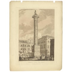 Antique Print of the Column of Marcus Aurelius by Abbot '1820'