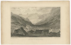 Stampa antica del Convento di Engelberg, Svizzera