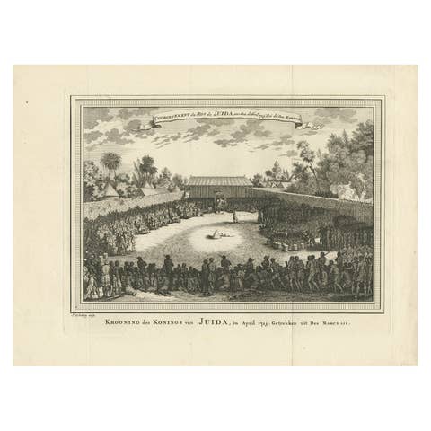 Antique Print of the Coronation of the King of Ouidah in Africa, 1748