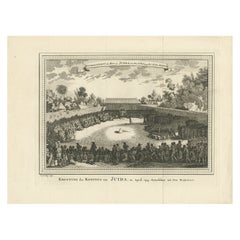Antiker Druck der Krönung des Königs von Ouidah in Afrika, 1748