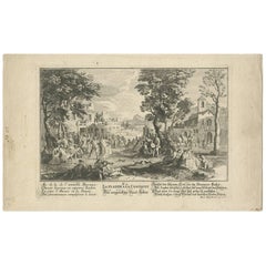 Antique Print of the Country Life by M. Engelbrecht, circa 1730