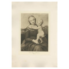 Antique Print of 'The Cowper Madonna' Made after Raphael 'c.1890'