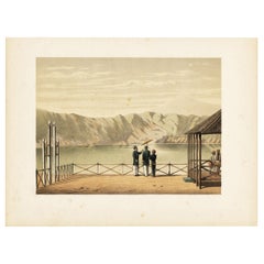 Antique Print of the Crater Lake on Java in Indonesia, 1888