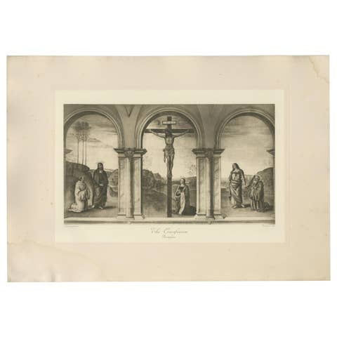 Antique Print of 'The Crucifixion' Made After Perugino 'C.1890'