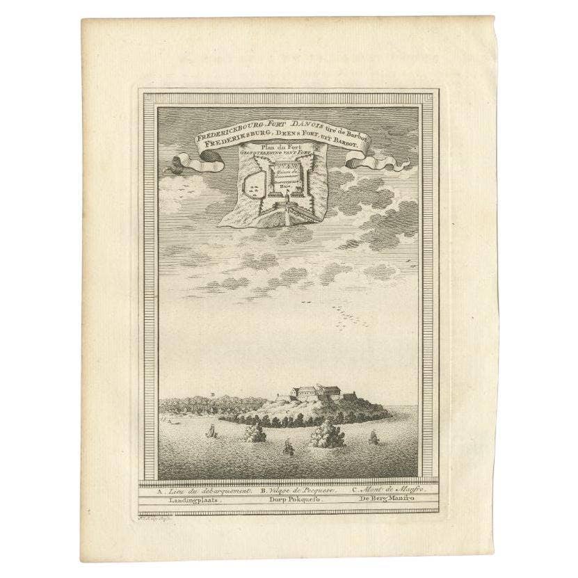 Antique Print of the Danish Fort of Groot Frederiksburg at Pokesoe, circa 1750