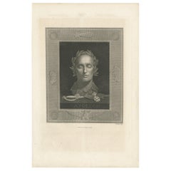 Grabado antiguo de la Máscara Mortuoria de Napoleón Bonaparte por Sichling 'c.1850'