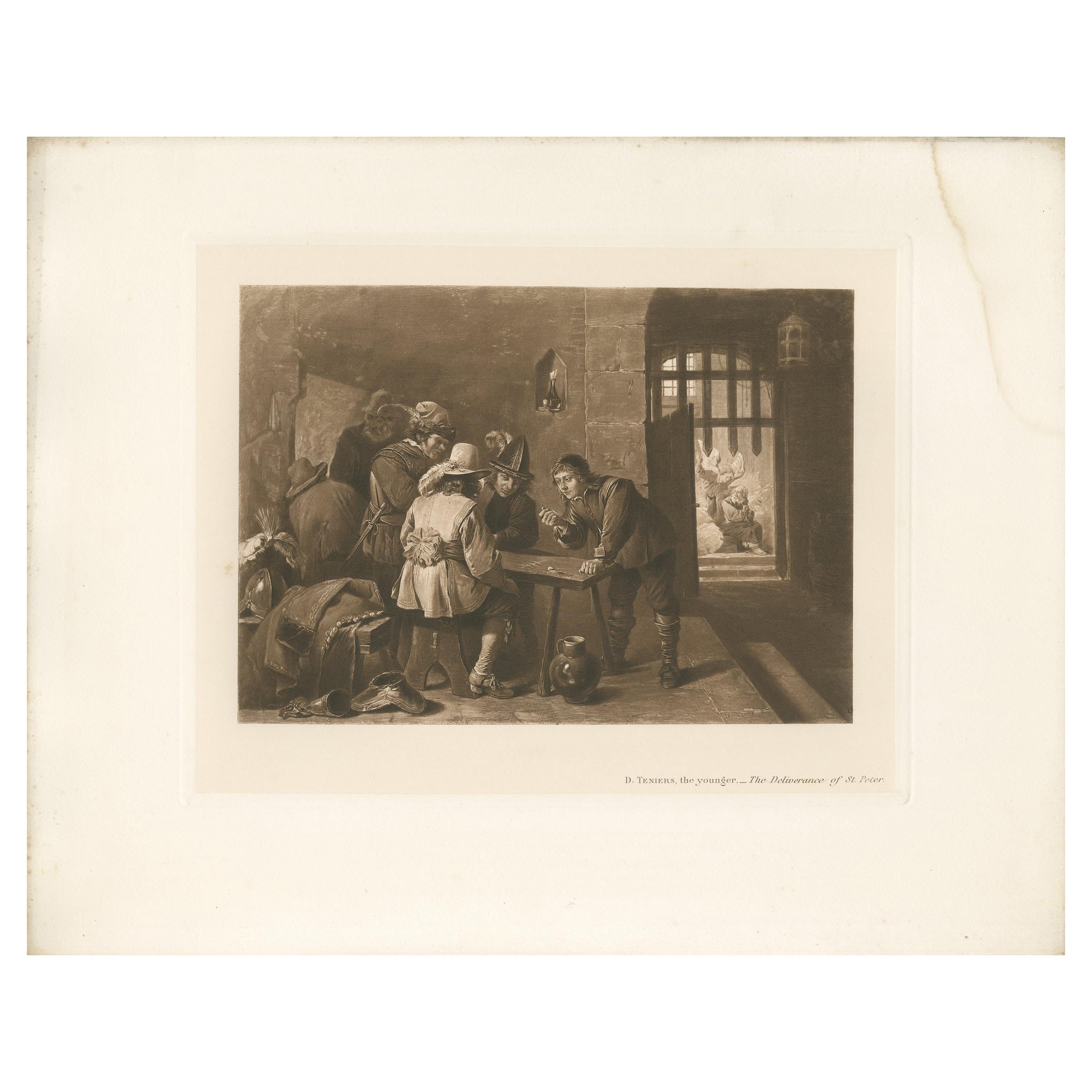 Antique Print of 'The Deliverance of St. Peter' made after D. Teniers (1902) For Sale