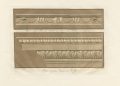 Antique Print of the Design of Cornices by Spiegl, circa 1730