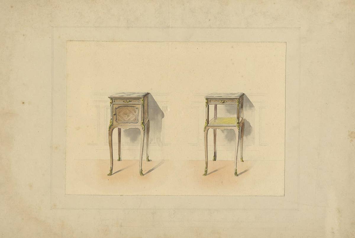Antique Print of the Design of Two Sidetables/Furniture, circa 1900