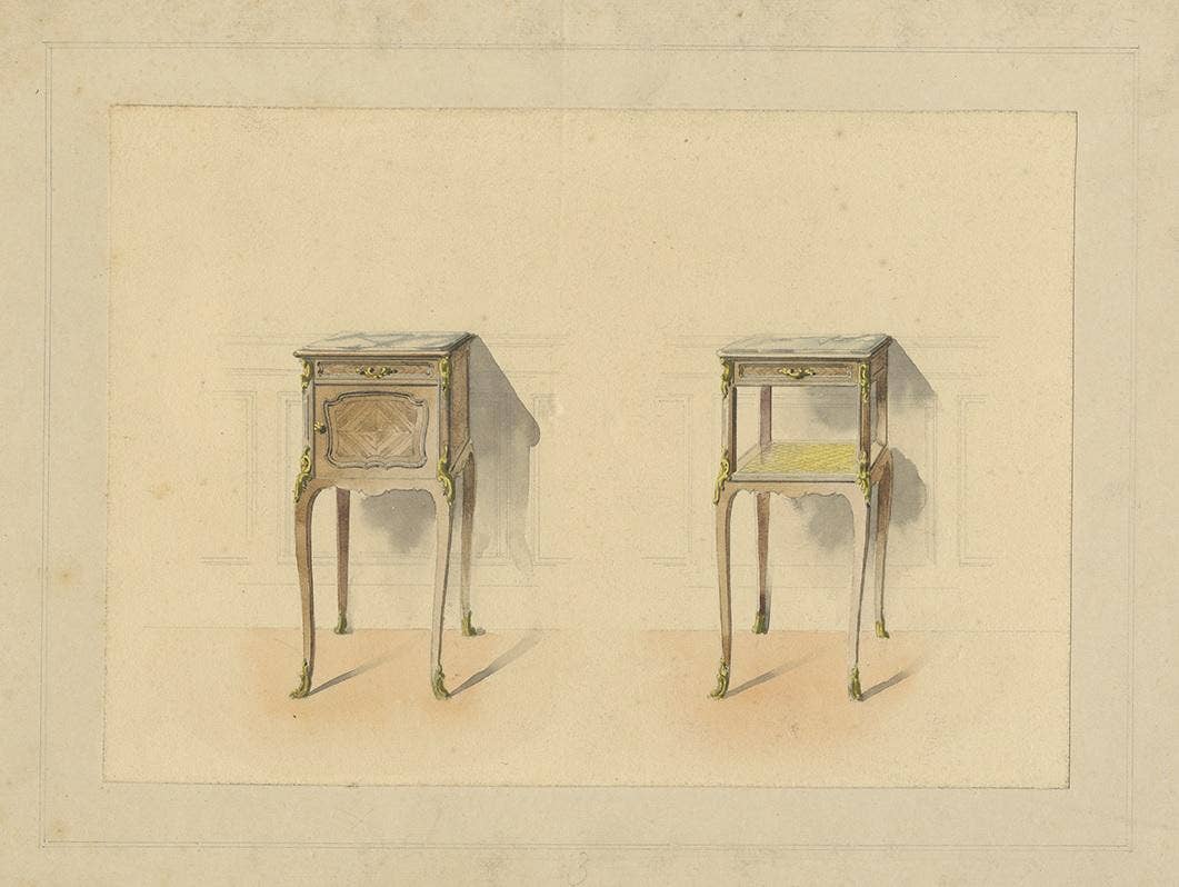 Antique Print of the Design of Two Sidetables/Furniture, circa 1900