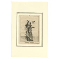 Antique Print of the Duchess Mary of Burgundy, 1745