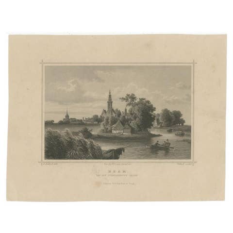 Antique Print of the Dutch Cheese City of Edam by Terwen, circa 1860