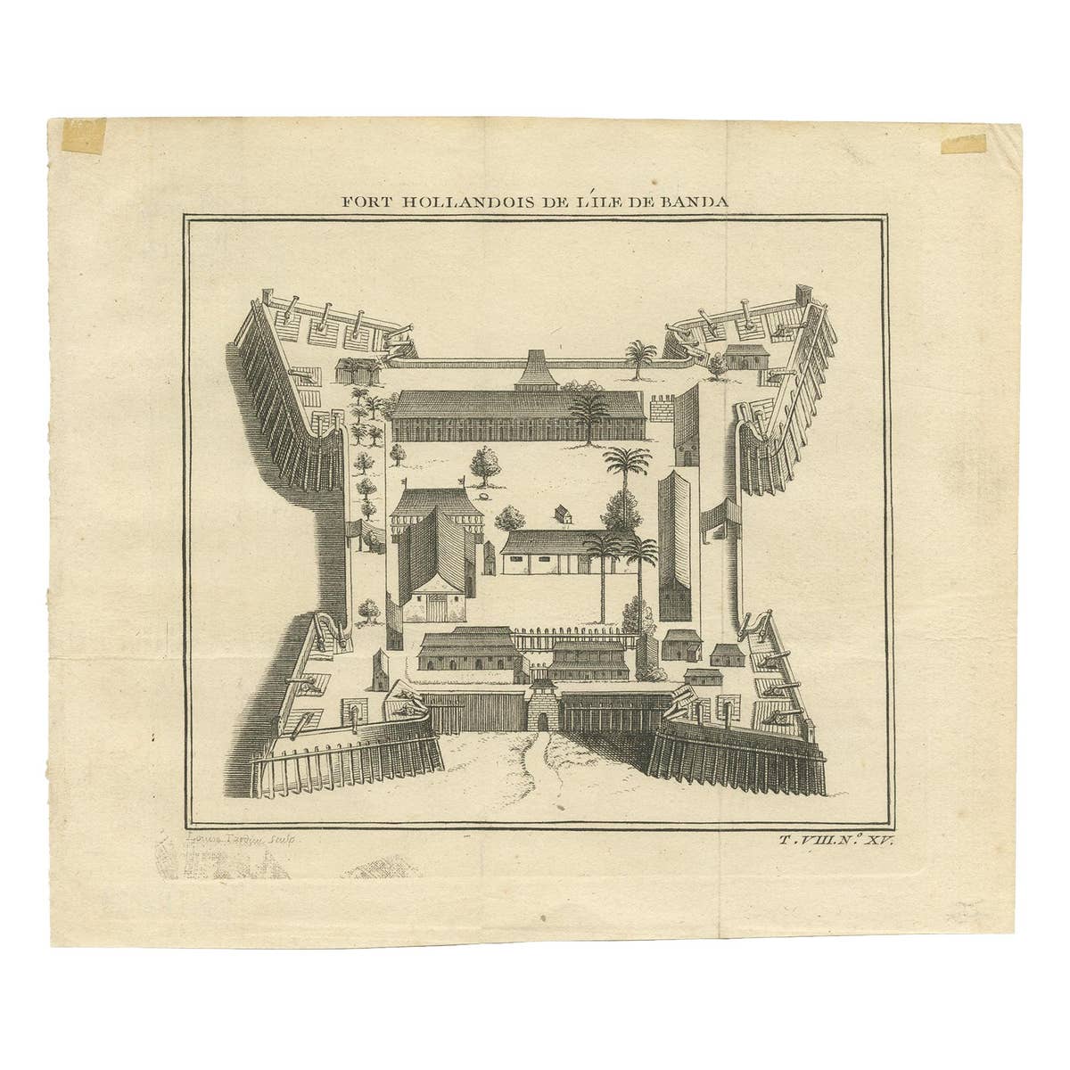 Antique Print of the Dutch Fort on Banda by Tardieu 'circa 1750'