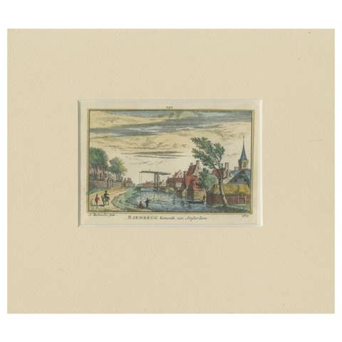Antique Print of the Dutch Village of Baambrugge, C.1730