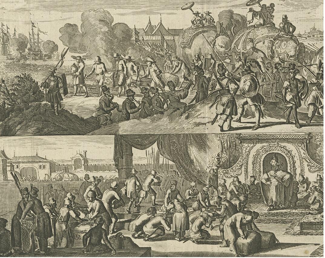 Antique Print of the Dutch visiting Arakan in Southeast Asia, 1775 In Good Condition For Sale In Langweer, NL