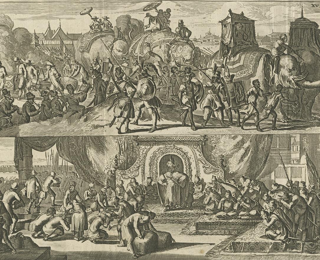 18th Century Antique Print of the Dutch visiting Arakan in Southeast Asia, 1775 For Sale
