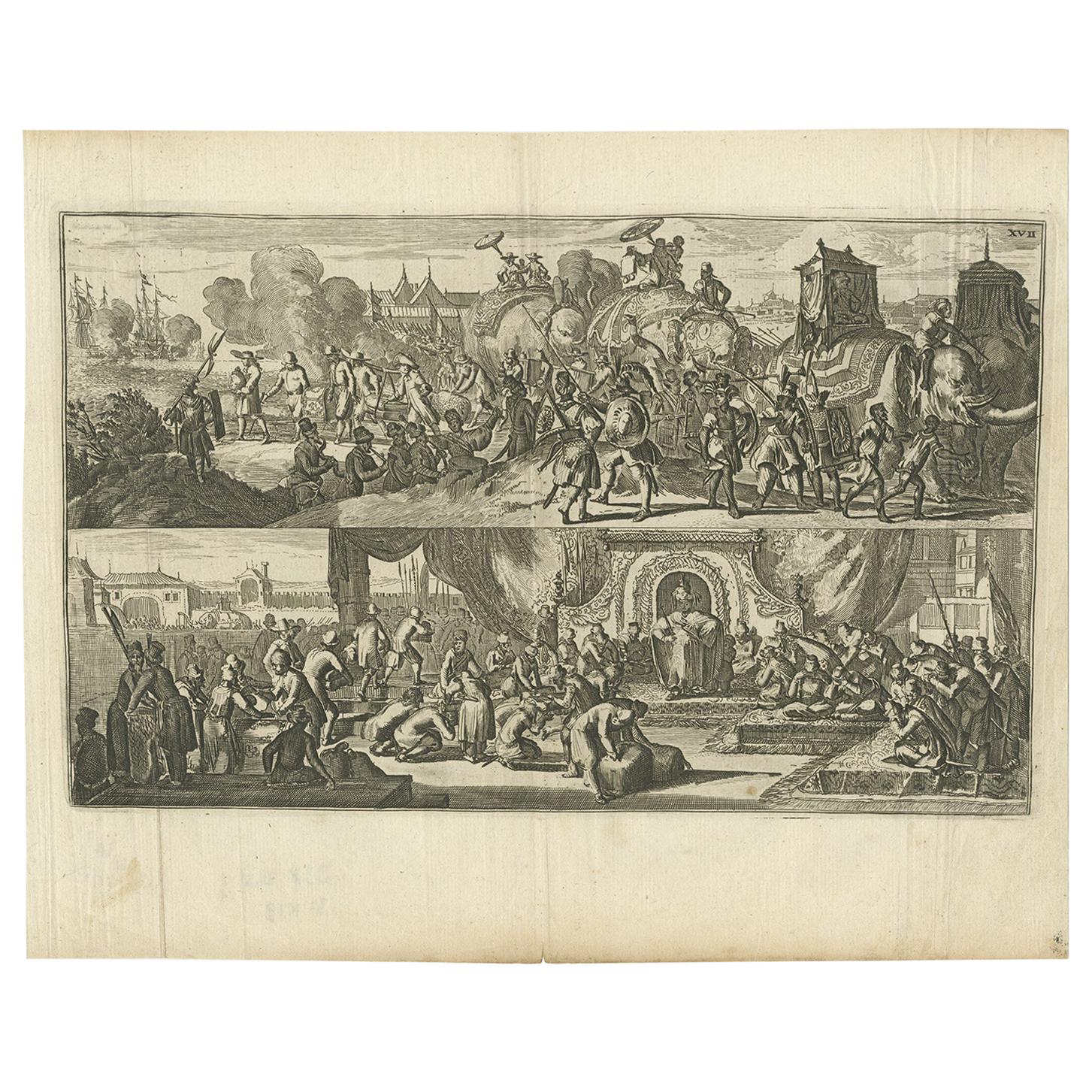 Impression ancienne du visiteur néerlandais Arakan en Asie du Sud-Est, 1775 en vente