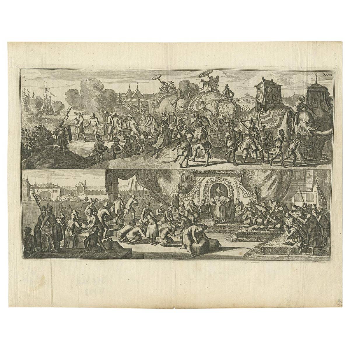 Antique Print of the Dutch visiting Arakan in Southeast Asia, 1775