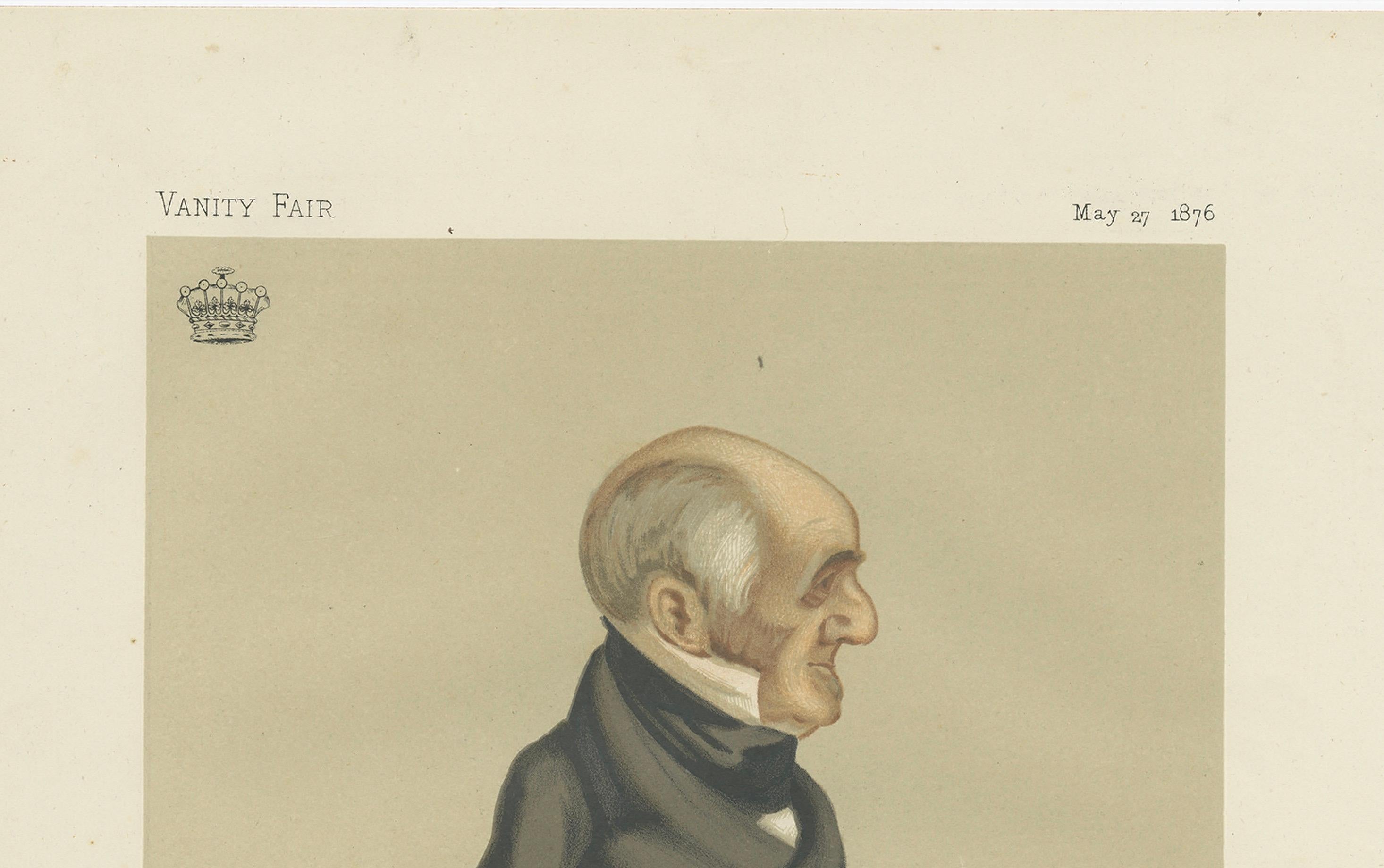 Gravure ancienne du comte de Powis publiée dans le Vanity Fair, 1876 Bon état - En vente à Langweer, NL