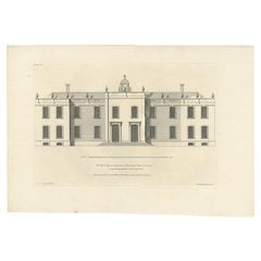 Antique Print of the East Front of Beddington Place by Campbell, 1717