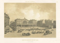 Stampa antica della Stazione Est di Parigi di Benoist, "1861