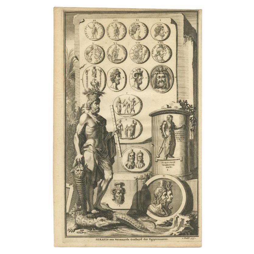Antique Print of the Egyptian or Greek God Serapis, circa 1700 For Sale