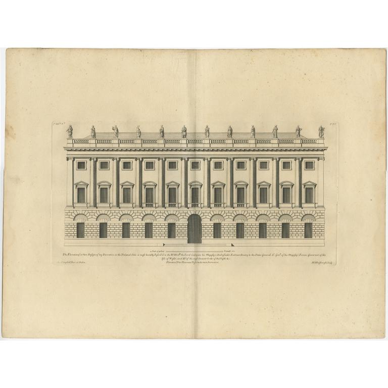 Antique Print of the Elevation of a New Design Dedicated to Lord Cadogan For Sale