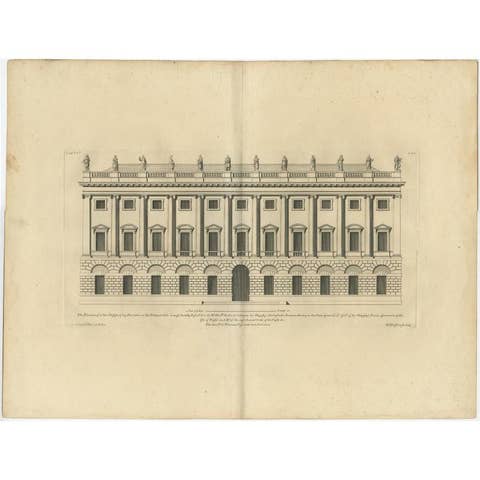 Antique Print of the Elevation of a New Design Dedicated to Lord Cadogan