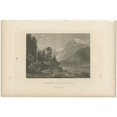 Stampa antica della valle di Engelberg in Svizzera, 1860 ca.