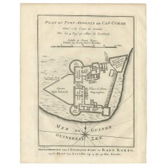 Stampa antica del Forte inglese di Cap Corse 'Africa' di J. van Schley, 1760