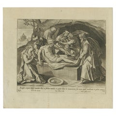 Stampa antica della sepoltura di Cristo di Collaert, 1784