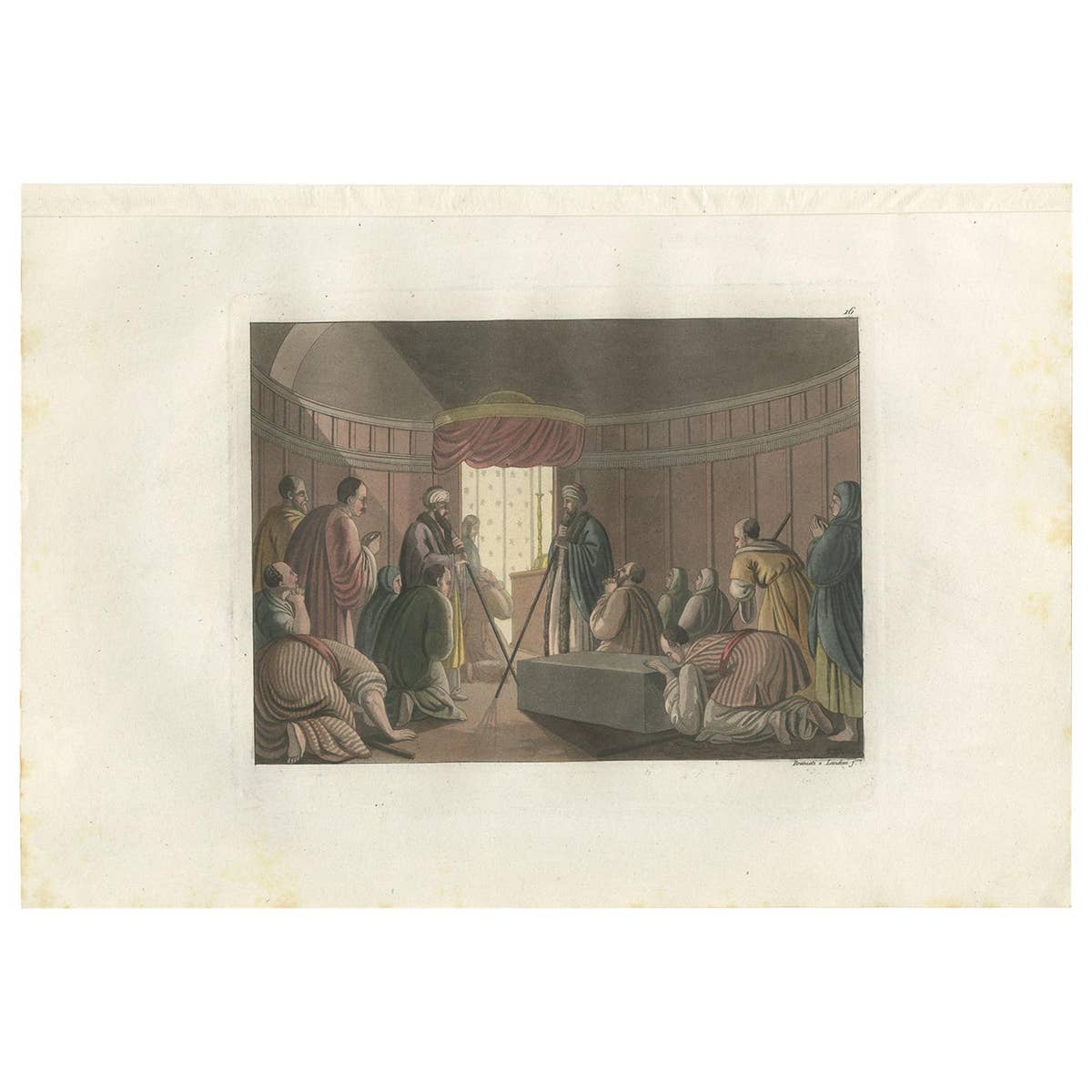 Antique Print of the Entrance to the Church of the Holy Sepulchre by Ferrario