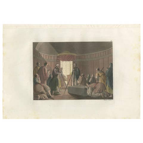 Antique Print of the Entrance to the Church of the Holy Sepulchre by Ferrario