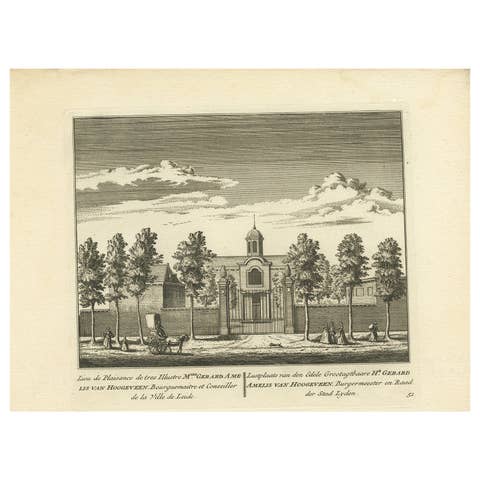 Antique Print of the Estate of the Mayor of Leiden in the Netherlands, c.1800