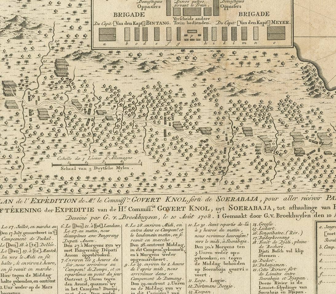 Antique Print of the Expedition of Govert Knol from Surabaya to Pangerang, 1750