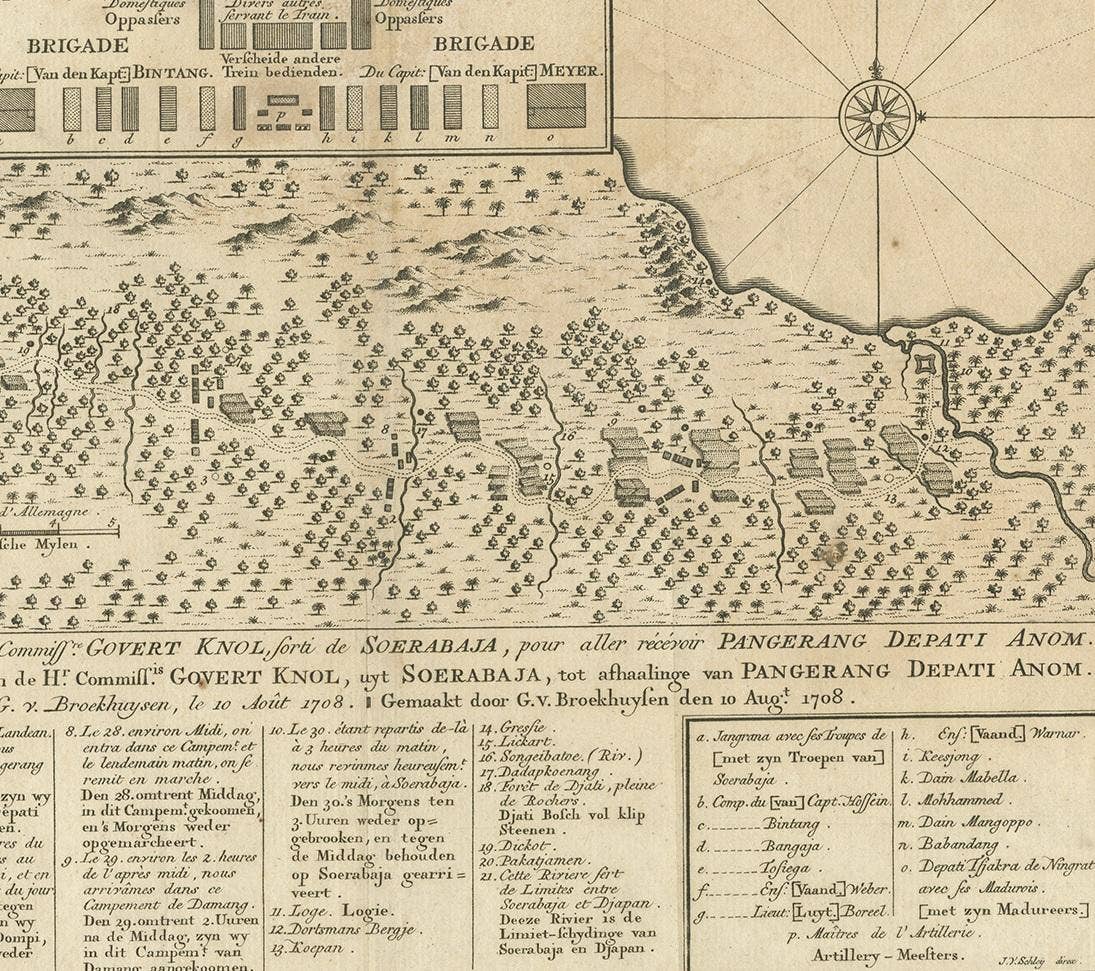 Antique Print of the Expedition of Govert Knol from Surabaya to Pangerang, 1750