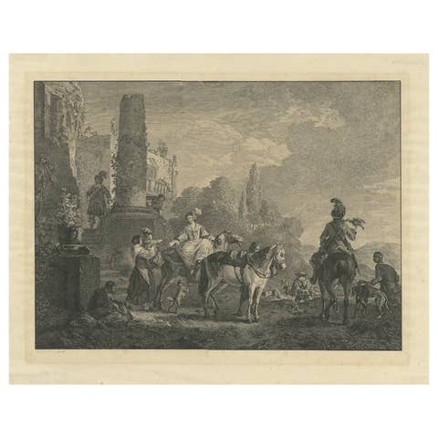 Antique Print of 'The Farewell' by Lawrence, c.1747