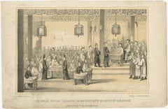 Antique Print of the Festival Celebrating the Emperor's Birthday in China, 1843