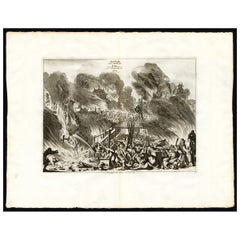 Antique Print of the Fire in Edo by Van Der Aa, c.1725