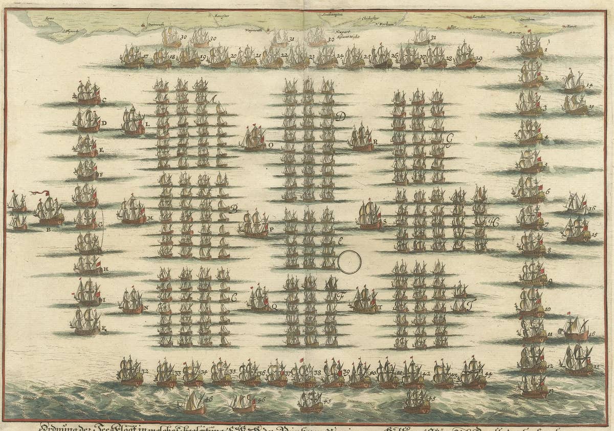 Antique Print of the Fleet of William III of Orange by Merian 'c.1700'