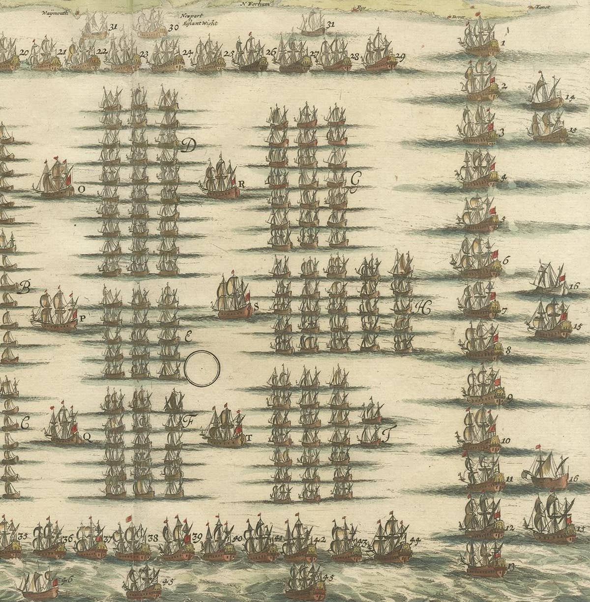 Antique Print of the Fleet of William III of Orange by Merian 'c.1700'
