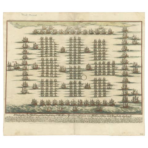 Antique Print of the Fleet of William III of Orange by Merian 'c.1700'