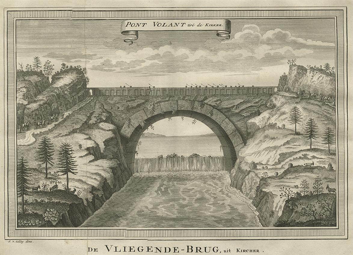 Early and interesting Western depiction relating to China topography and bridge building. At this date China was still a remote and totally mysterious land for most Westerners, and their knowledge of it would have been sparse at best. Interesting