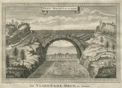 Antique Print of the Flying Bridge in China, 1747