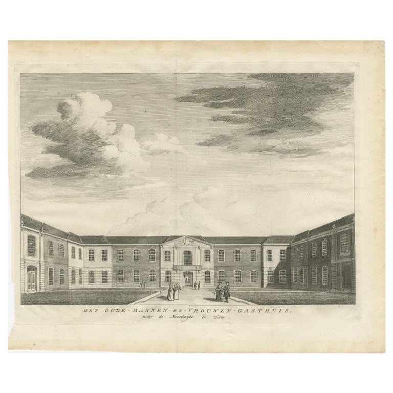 Antiker Druck des ehemaligen Retirementhauses des Gründers in Amsterdam, um 1760