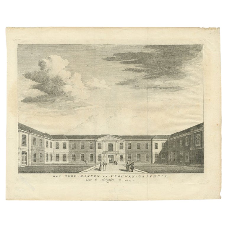 Antiker Druck des ehemaligen Retirementhauses des Gründers in Amsterdam, um 1760