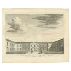 Antiker Druck des ehemaligen Retirementhauses des Gründers in Amsterdam, um 1760