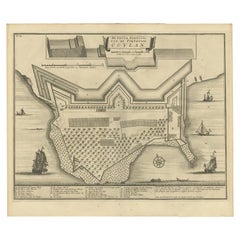 Impression ancienne du Fort de Kollam "Inde" par Valentijn, 1726
