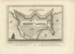 Antique Print of the Fort of Kollam, Kerala, India